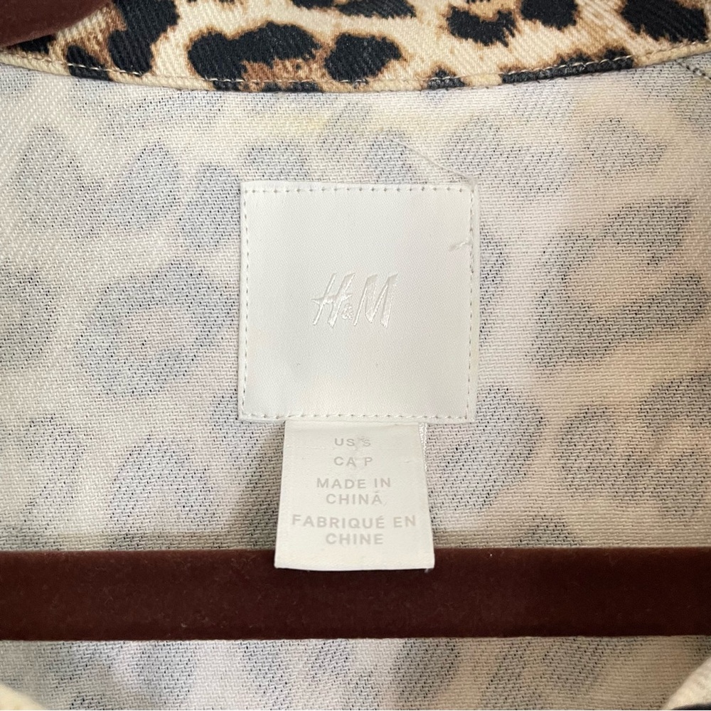 H&M Leopard Print‎ Oversized Cotton Twill Shacket Size Small - Picture 3 of 11